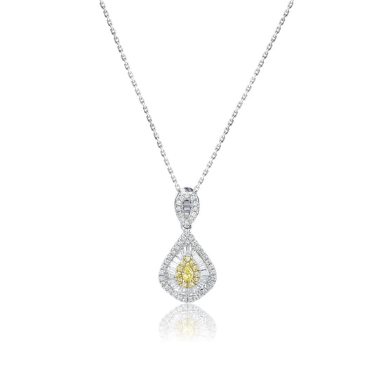 14K/18K WHITE GOLD 0.41 CTW YELLOW DIAMOND & DIAMOND NECKLACE