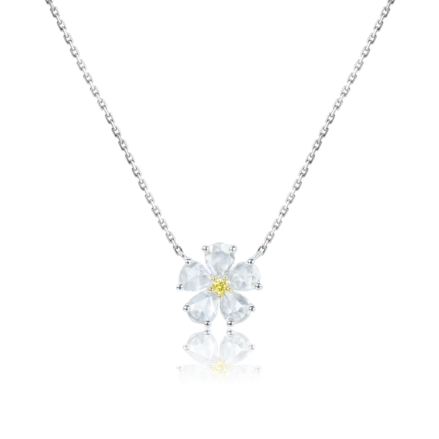 14k/18k white gold 0.28 ctw yellow diamond & diamond necklace