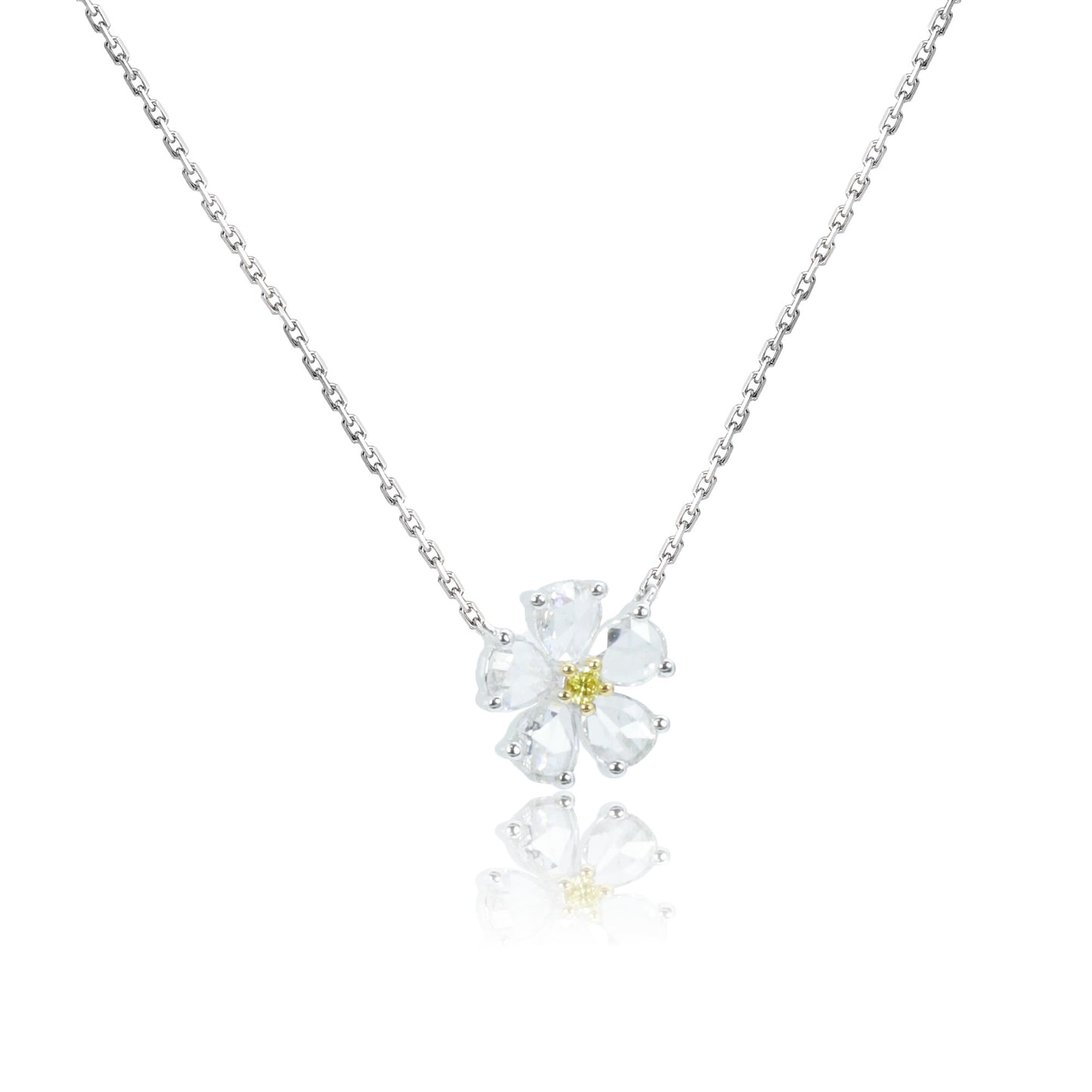 14k/18k white gold 0.28 ctw yellow diamond & diamond necklace