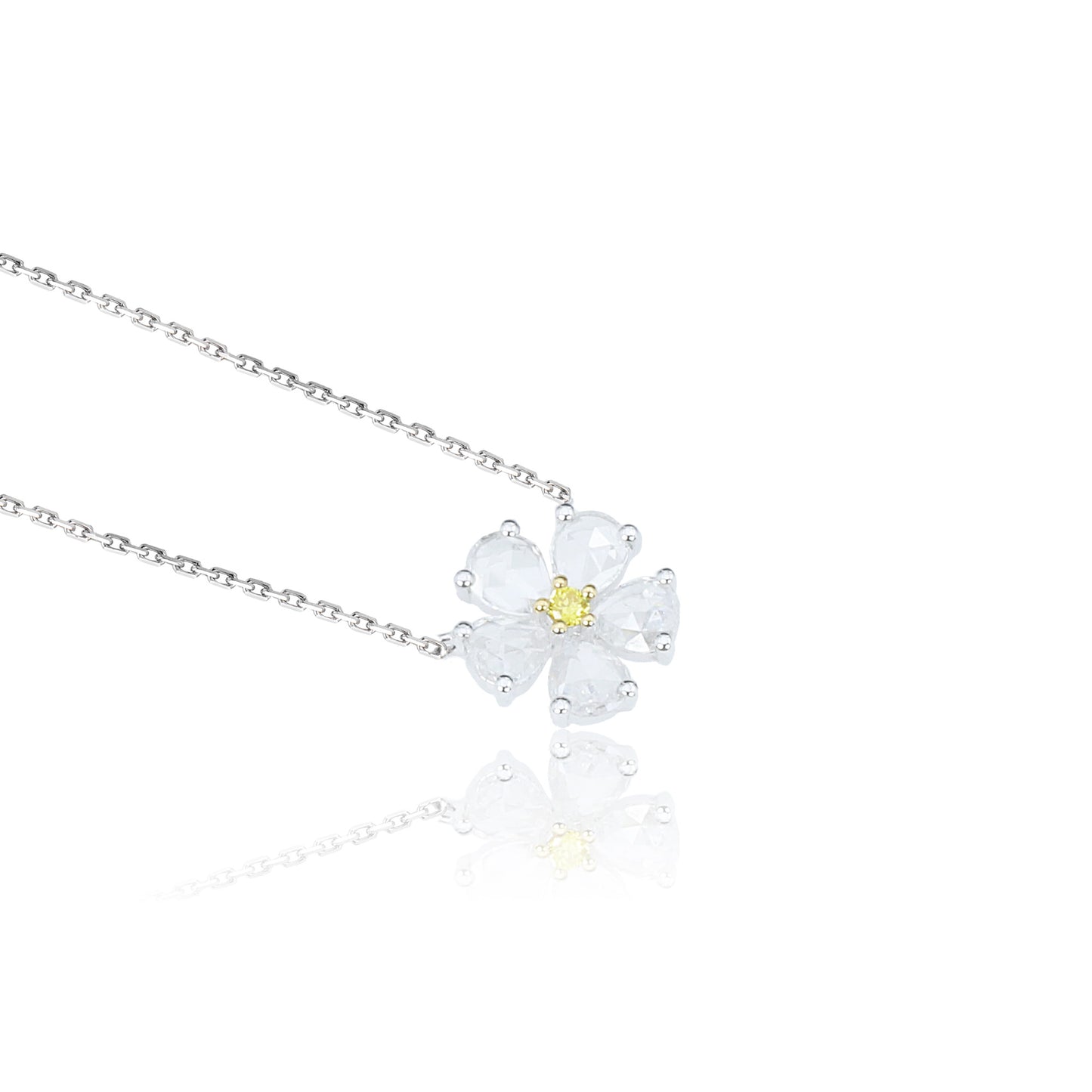 14k/18k white gold 0.28 ctw yellow diamond & diamond necklace