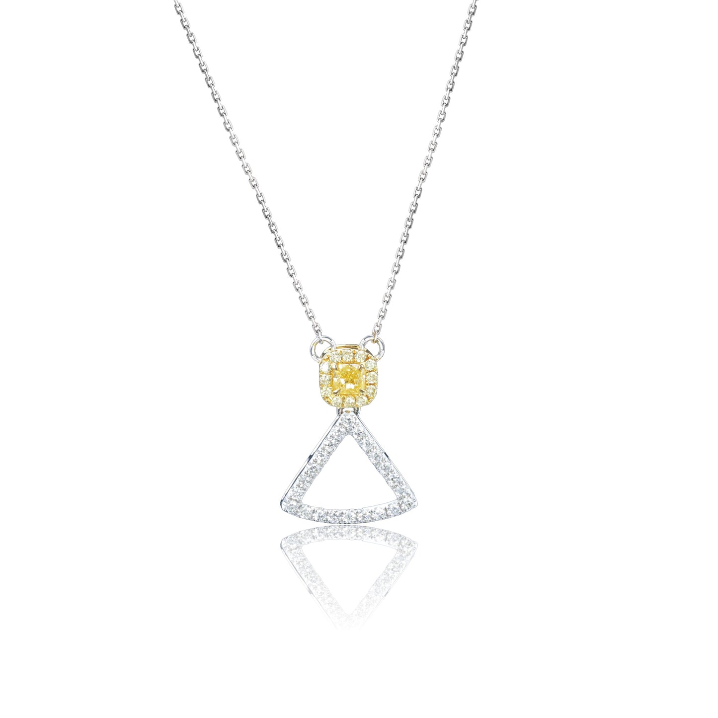 14k/18k white gold 0.33 ctw yellow diamond & diamond necklace