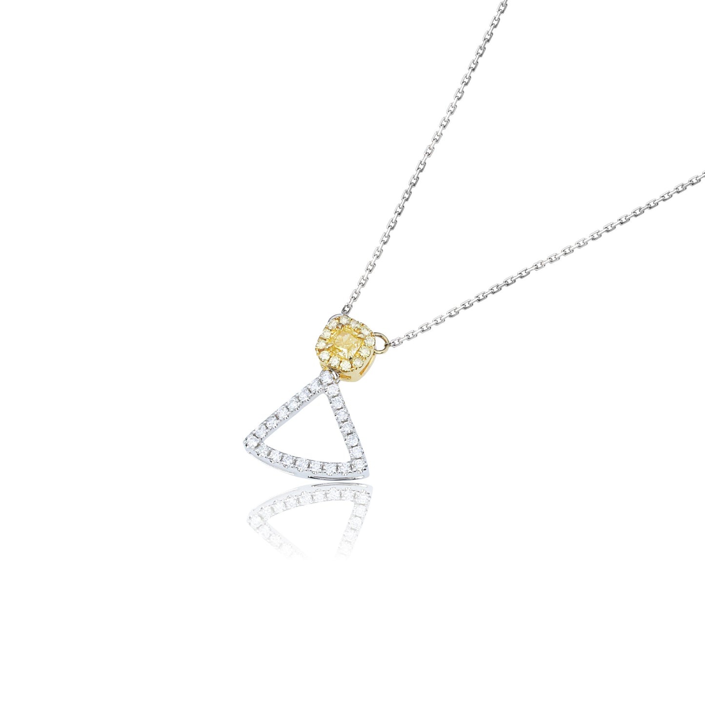 14k/18k white gold 0.33 ctw yellow diamond & diamond necklace