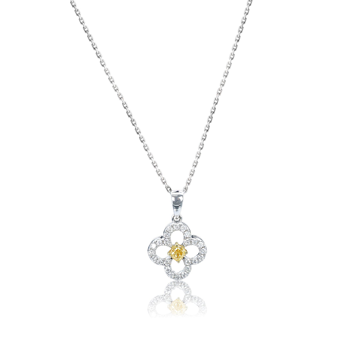 14k/18k white gold 0.28 ctw yellow diamond & diamond necklace