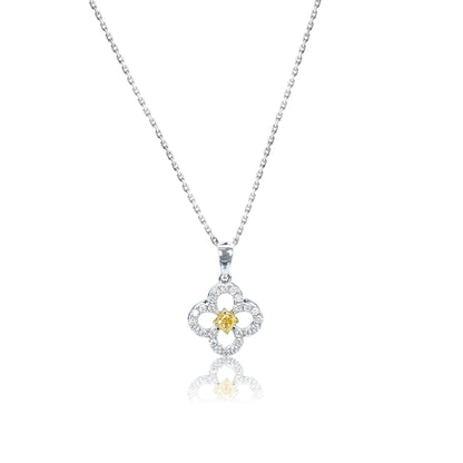 14K/18K WHITE GOLD 0.28 CTW YELLOW DIAMOND & DIAMOND NECKLACE