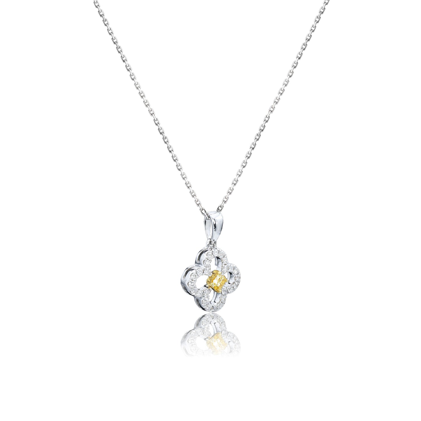 14k/18k white gold 0.28 ctw yellow diamond & diamond necklace