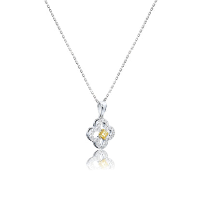 14K/18K WHITE GOLD 0.28 CTW YELLOW DIAMOND & DIAMOND NECKLACE