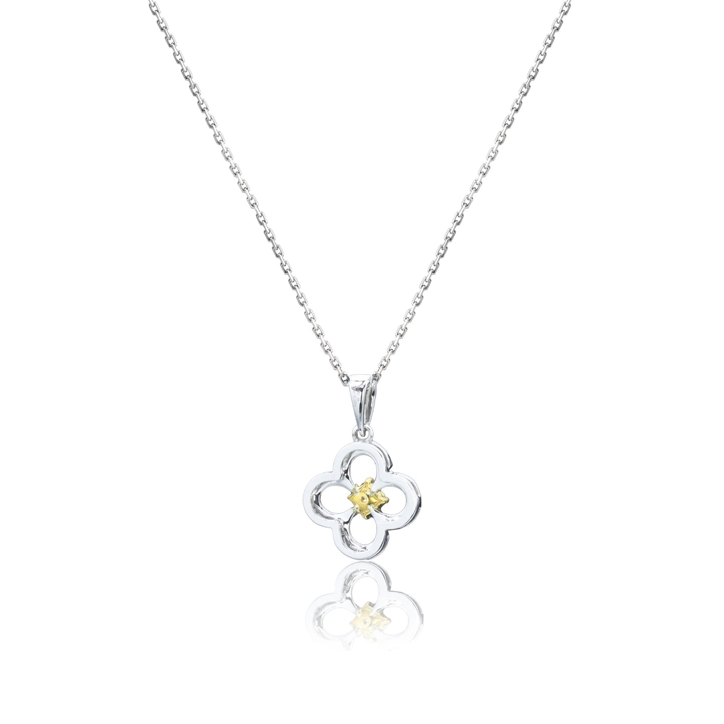 14k/18k white gold 0.28 ctw yellow diamond & diamond necklace