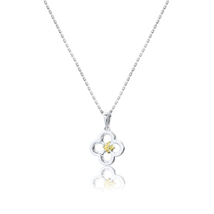 14K/18K WHITE GOLD 0.28 CTW YELLOW DIAMOND & DIAMOND NECKLACE