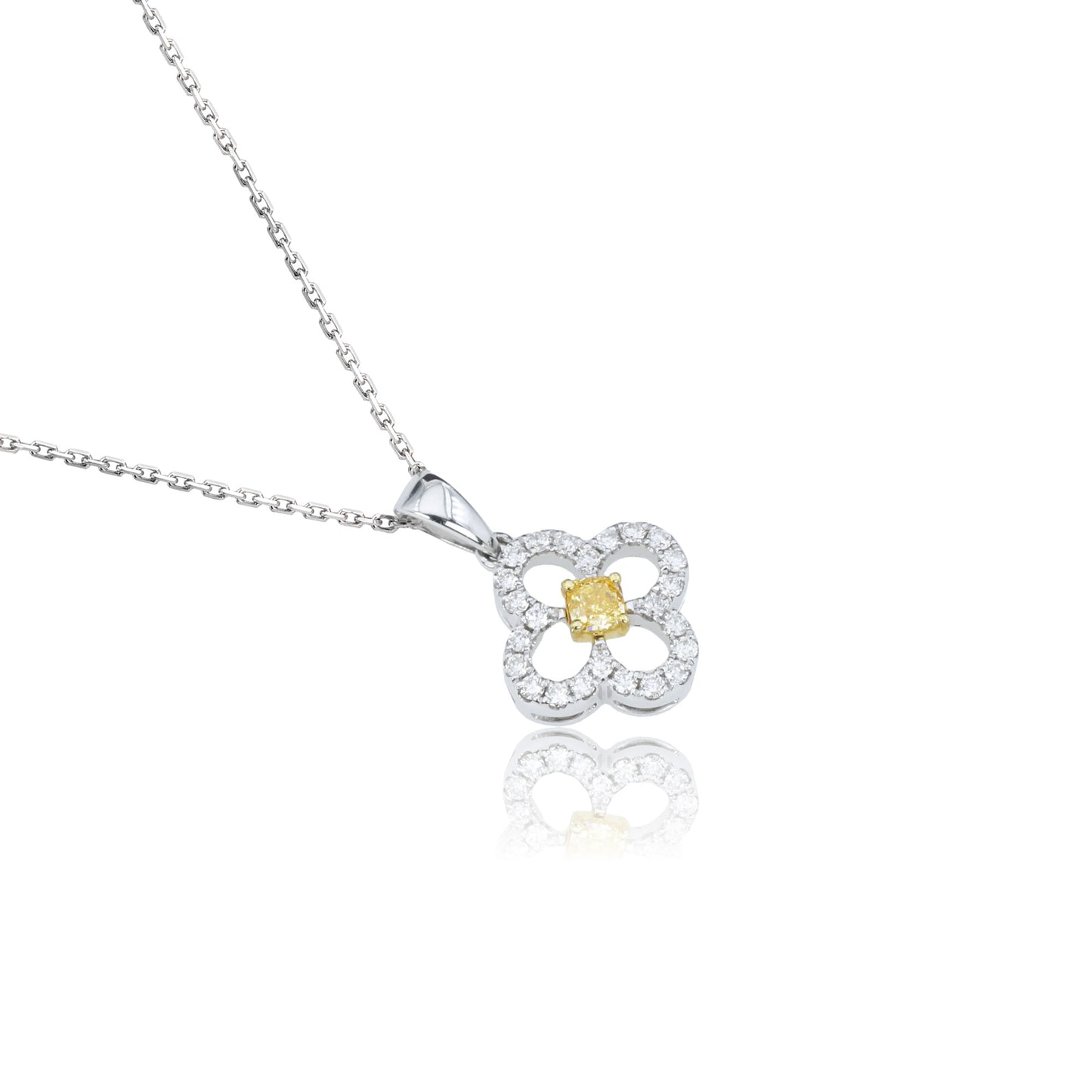 14k/18k white gold 0.28 ctw yellow diamond & diamond necklace