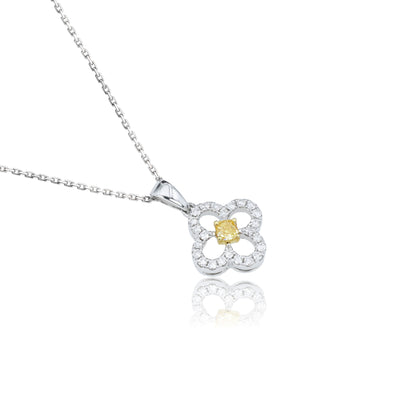 14K/18K WHITE GOLD 0.28 CTW YELLOW DIAMOND & DIAMOND NECKLACE