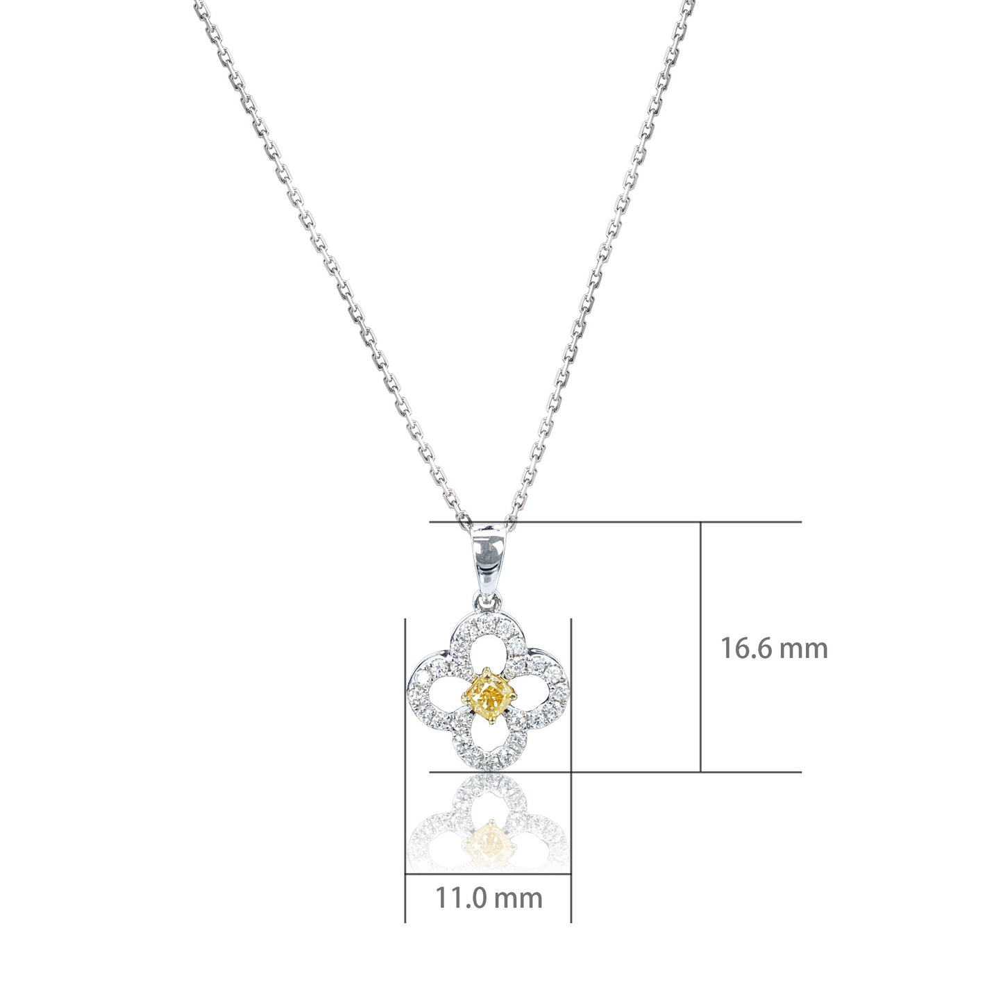 14k/18k white gold 0.28 ctw yellow diamond & diamond necklace