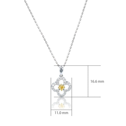 14K/18K WHITE GOLD 0.28 CTW YELLOW DIAMOND & DIAMOND NECKLACE