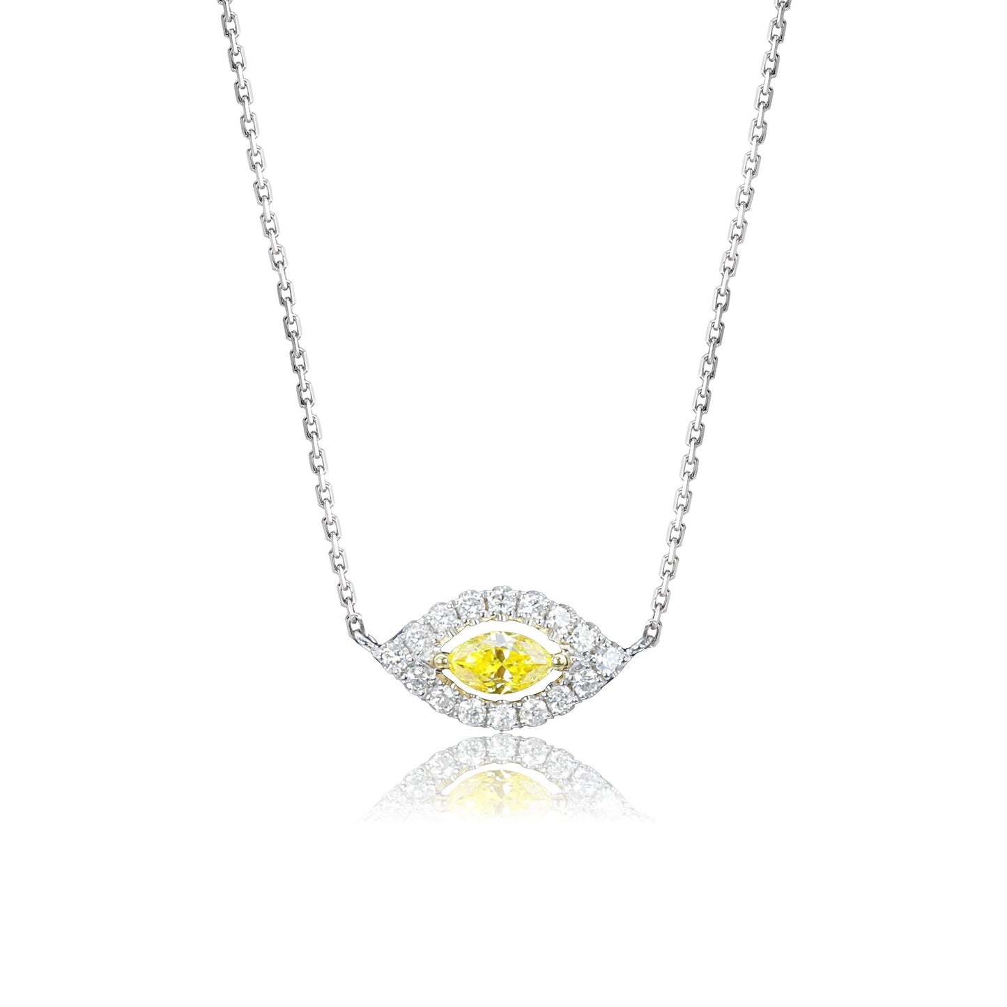 14k/18k white gold 0.25 ctw fancy yellow diamond & diamond necklace