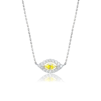 14K/18K WHITE GOLD 0.25 CTW FANCY YELLOW DIAMOND & DIAMOND NECKLACE