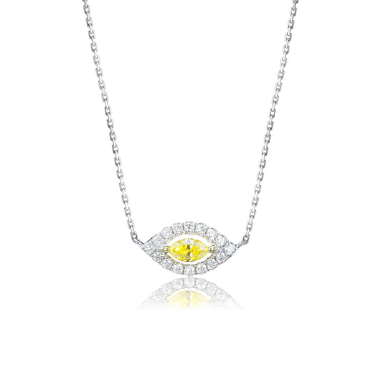 14K/18K WHITE GOLD 0.25 CTW FANCY YELLOW DIAMOND & DIAMOND NECKLACE