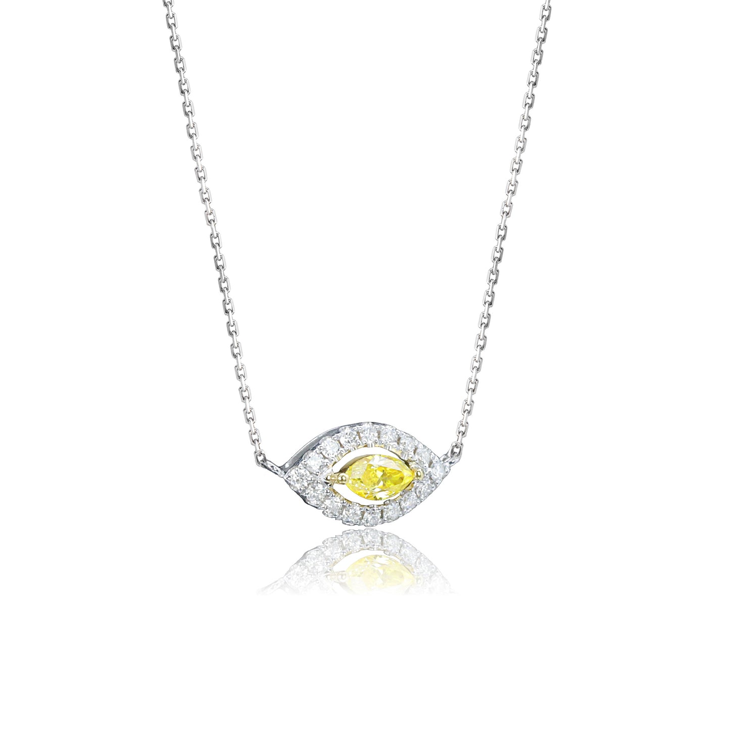 14k/18k white gold 0.25 ctw fancy yellow diamond & diamond necklace