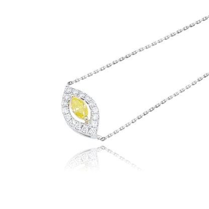 14K/18K WHITE GOLD 0.25 CTW FANCY YELLOW DIAMOND & DIAMOND NECKLACE