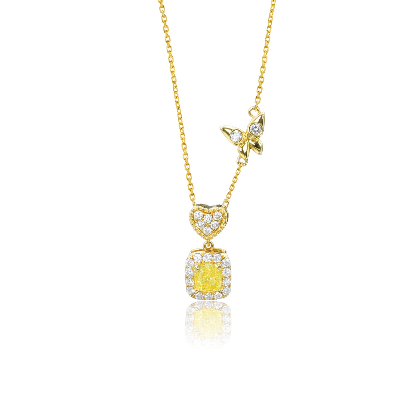 14k/18k gold 0.48 ctw yellow diamond & diamond necklace