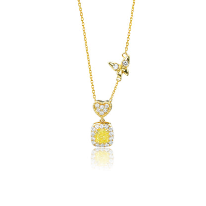 14K/18K GOLD 0.48 CTW YELLOW DIAMOND & DIAMOND NECKLACE