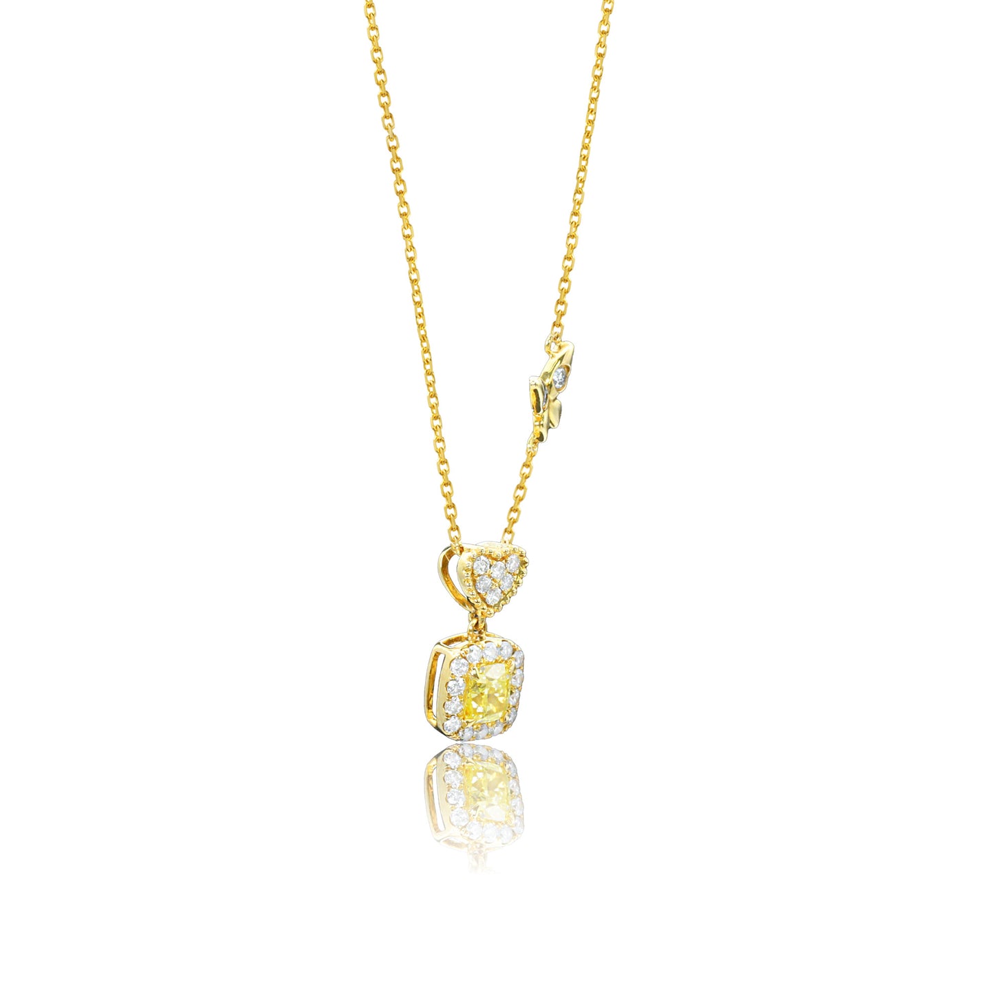 14k/18k gold 0.48 ctw yellow diamond & diamond necklace