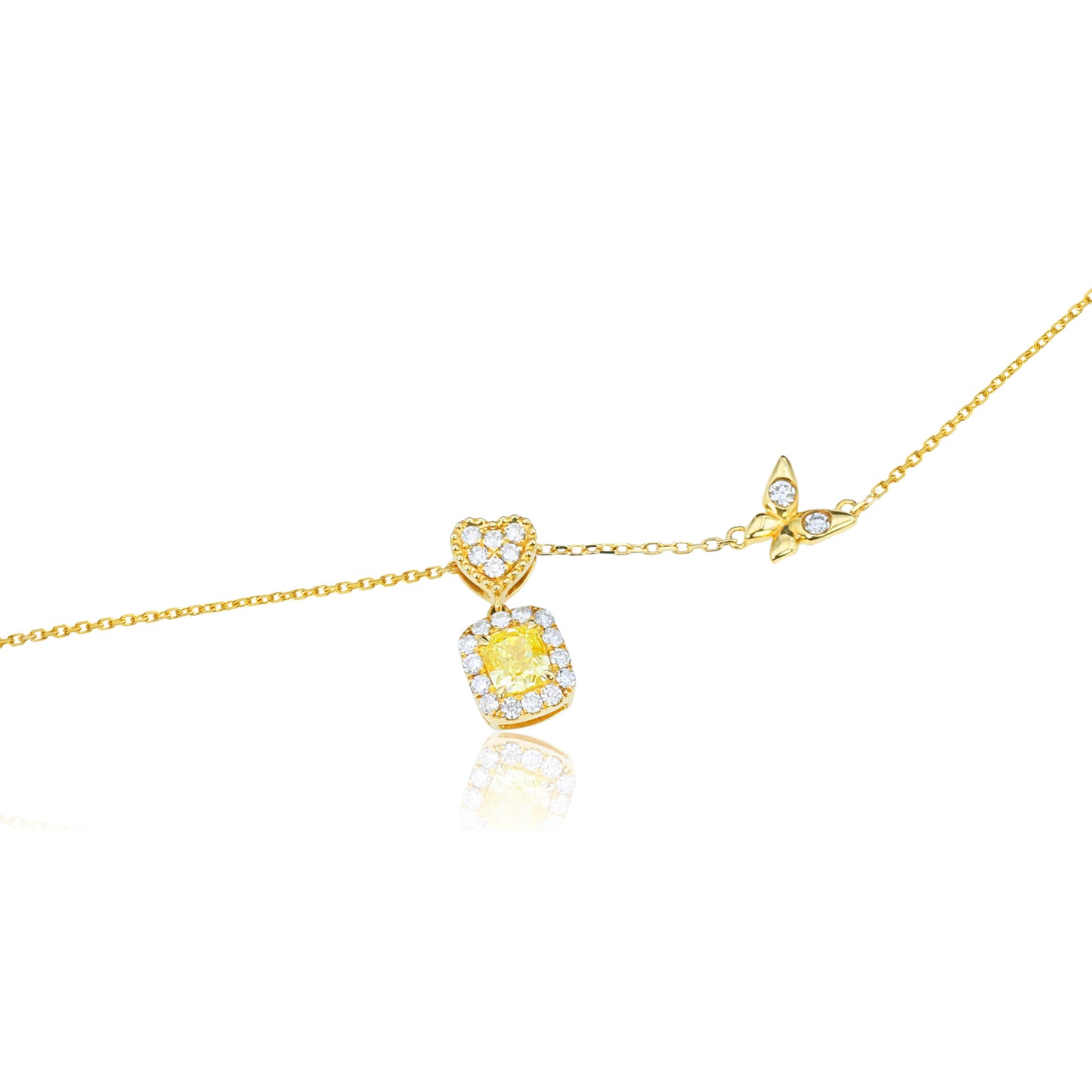 14k/18k gold 0.48 ctw yellow diamond & diamond necklace