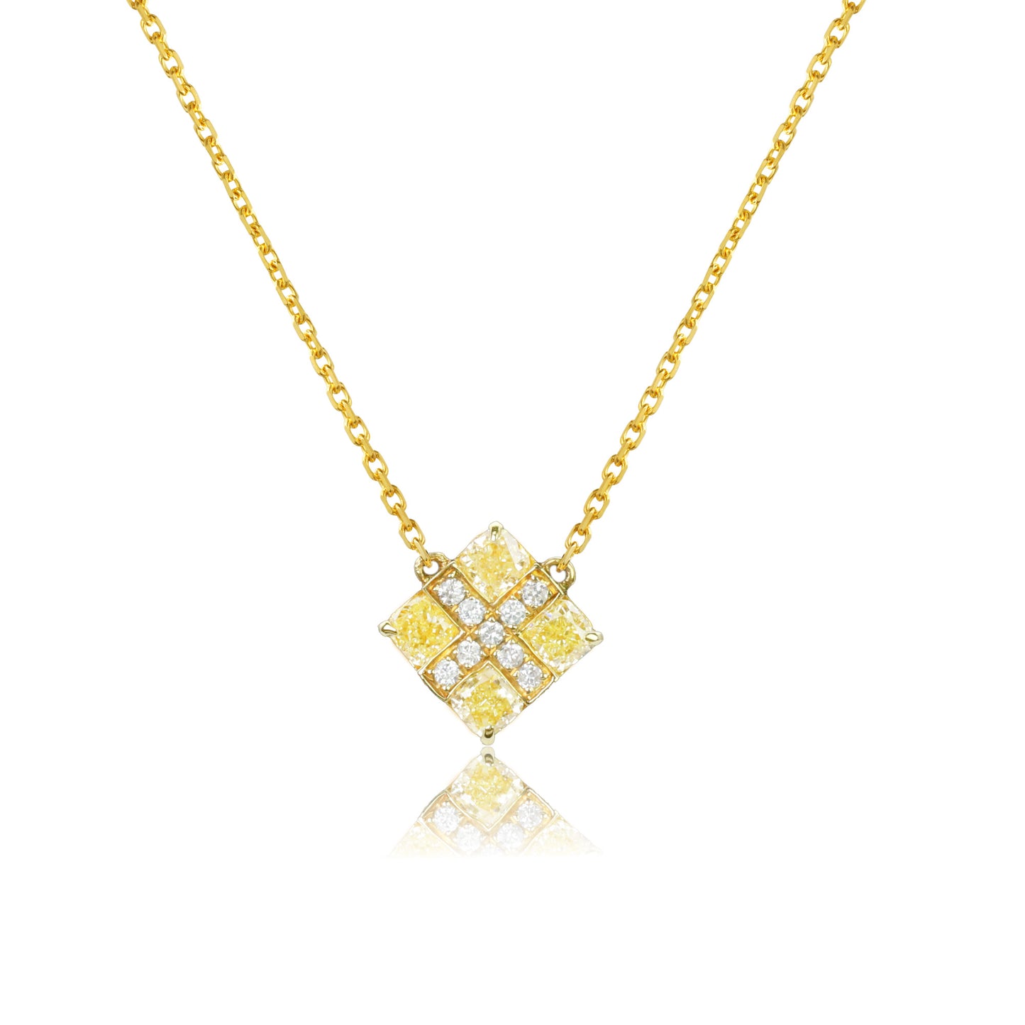 14k/18k yellow gold 0.29 ctw yellow diamond & diamond necklace