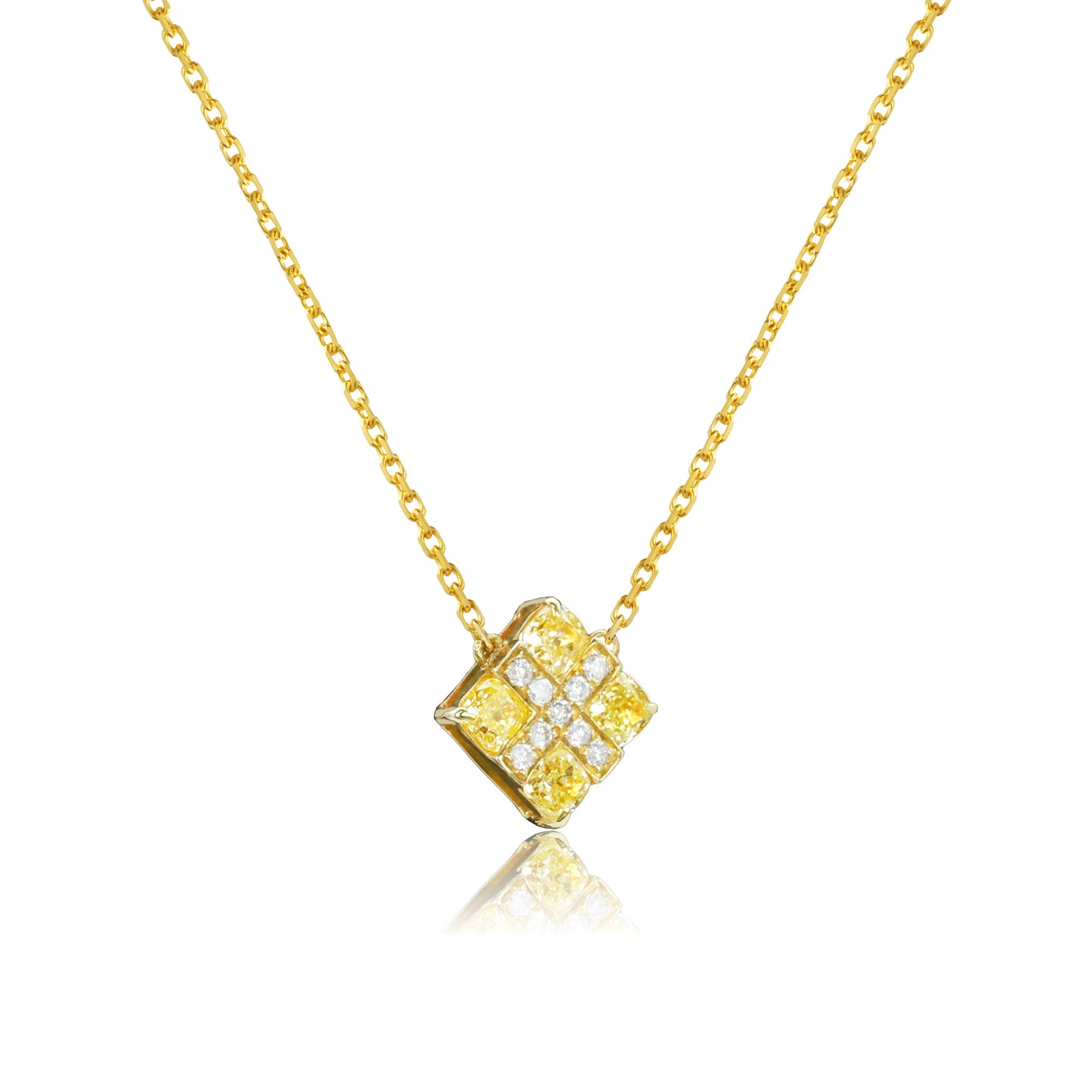 14k/18k yellow gold 0.29 ctw yellow diamond & diamond necklace