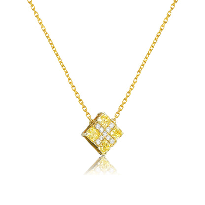 14K/18K YELLOW GOLD 0.29 CTW YELLOW DIAMOND & DIAMOND NECKLACE