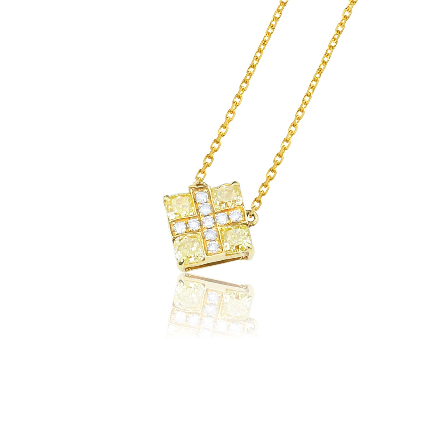 14k/18k yellow gold 0.29 ctw yellow diamond & diamond necklace