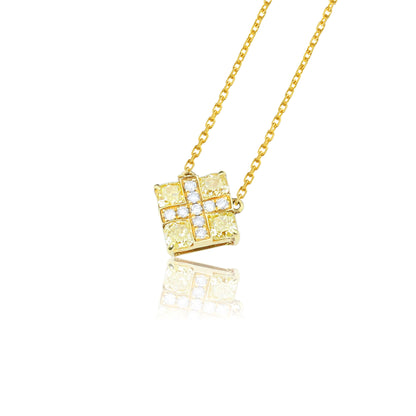 14K/18K YELLOW GOLD 0.29 CTW YELLOW DIAMOND & DIAMOND NECKLACE