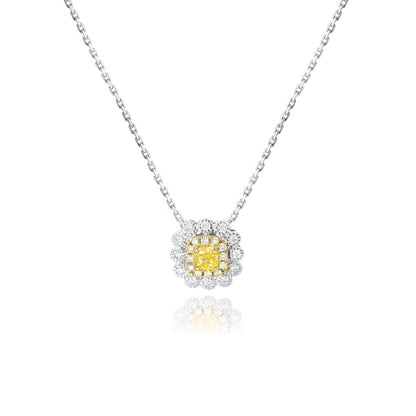 14K/18K WHITE GOLD 0.36 CTW YELLOW DIAMOND & DIAMOND NECKLACE