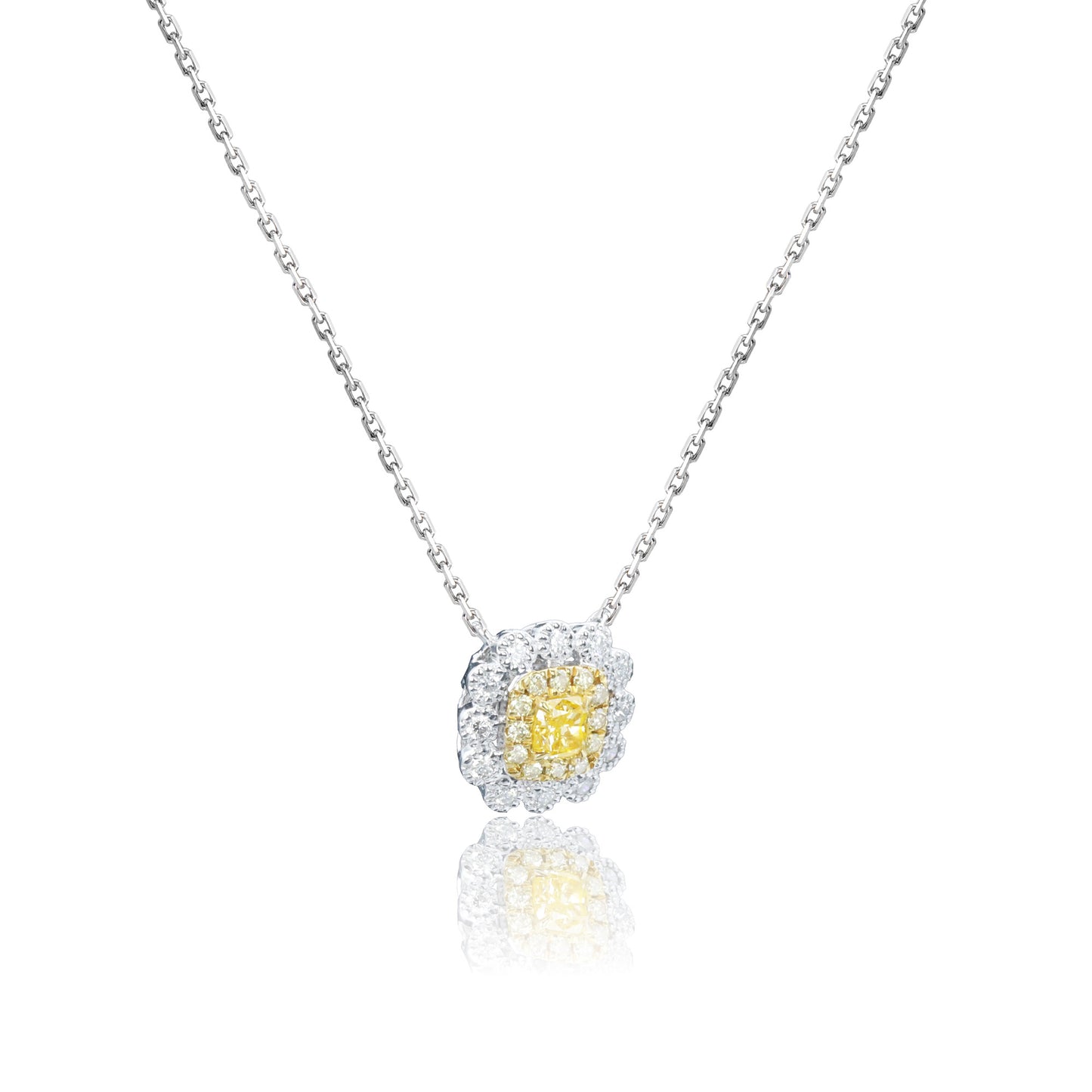 14k/18k white gold 0.36 ctw yellow diamond & diamond necklace