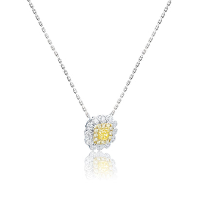 14K/18K WHITE GOLD 0.36 CTW YELLOW DIAMOND & DIAMOND NECKLACE