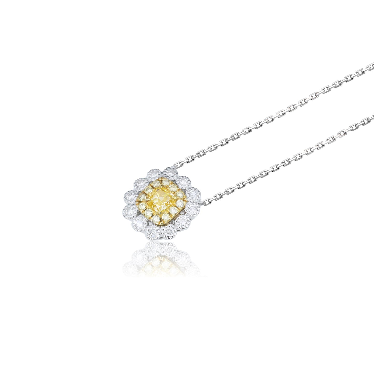 14k/18k white gold 0.36 ctw yellow diamond & diamond necklace