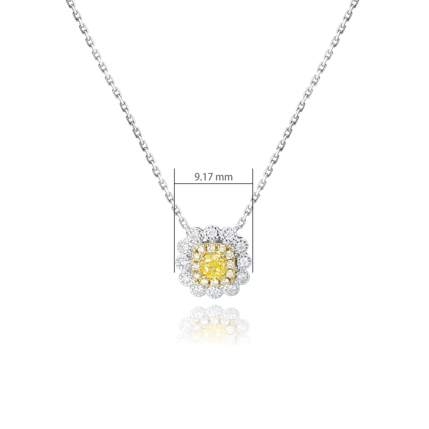 14k/18k white gold 0.36 ctw yellow diamond & diamond necklace