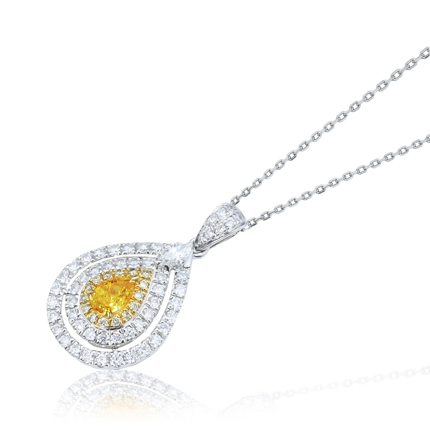 14k/18k white gold 0.73 ctw fancy yellow diamond & diamond necklace