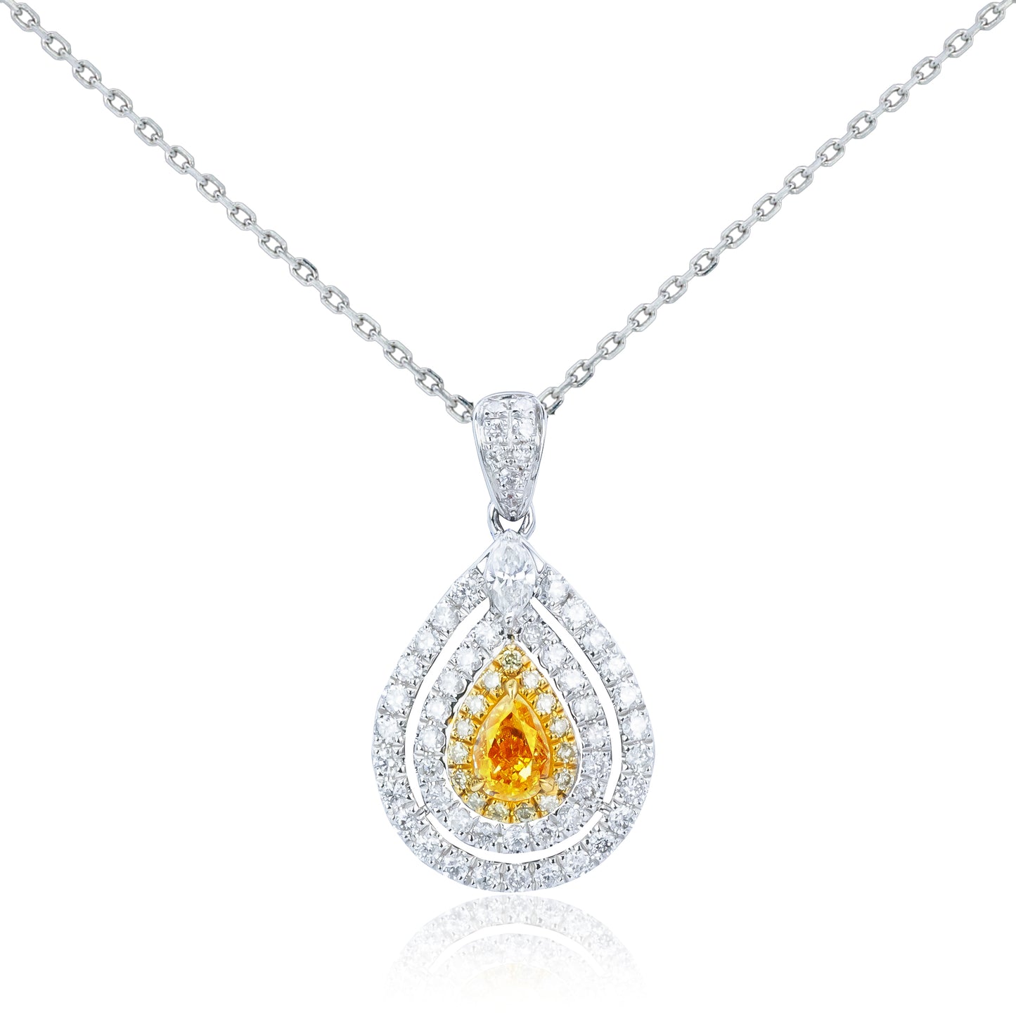 14k/18k white gold 0.73 ctw fancy yellow diamond & diamond necklace