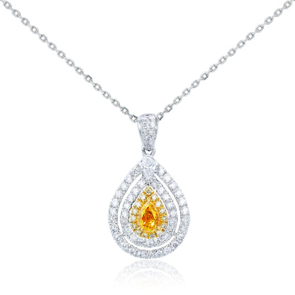 14K/18K WHITE GOLD 0.73 CTW FANCY YELLOW DIAMOND & DIAMOND NECKLACE