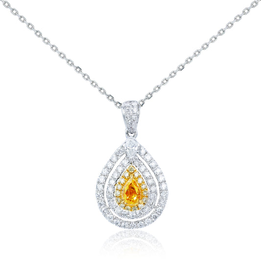 14K/18K WHITE GOLD 0.73 CTW FANCY YELLOW DIAMOND & DIAMOND NECKLACE