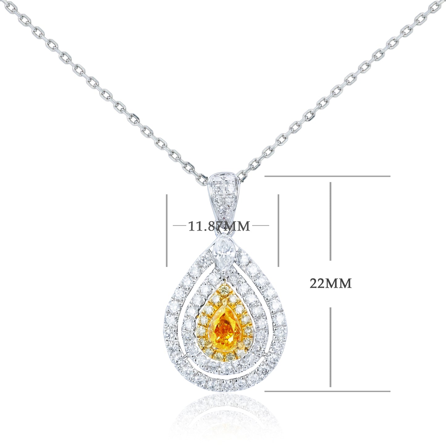 14k/18k white gold 0.73 ctw fancy yellow diamond & diamond necklace