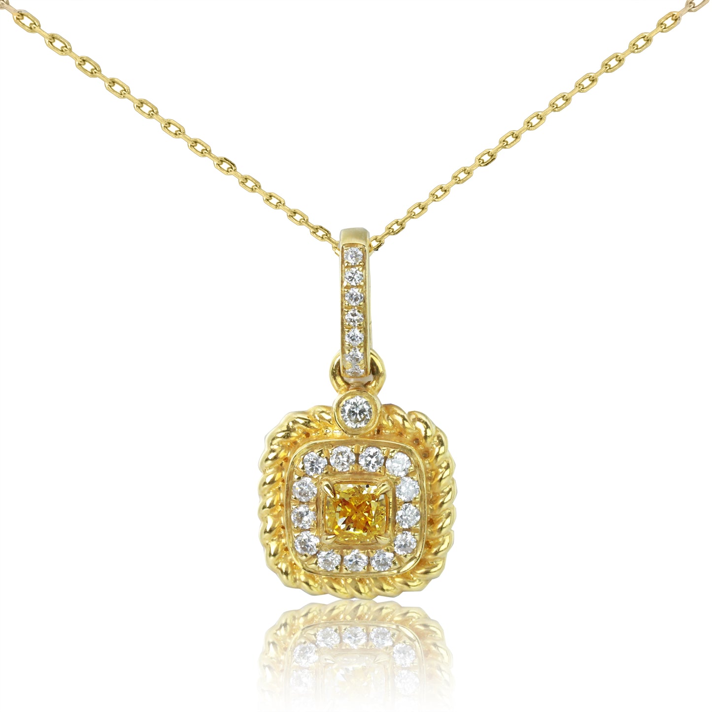 14k/18k gold 0.3 ctw fancy yellow diamond & diamond necklace