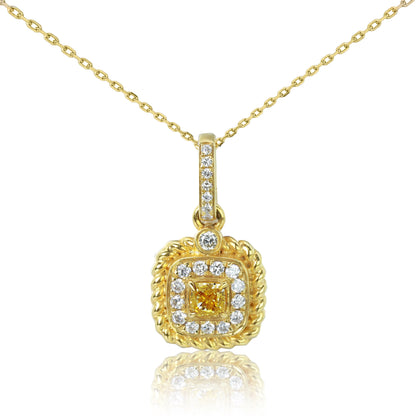 14K/18K GOLD 0.3 CTW FANCY YELLOW DIAMOND & DIAMOND NECKLACE