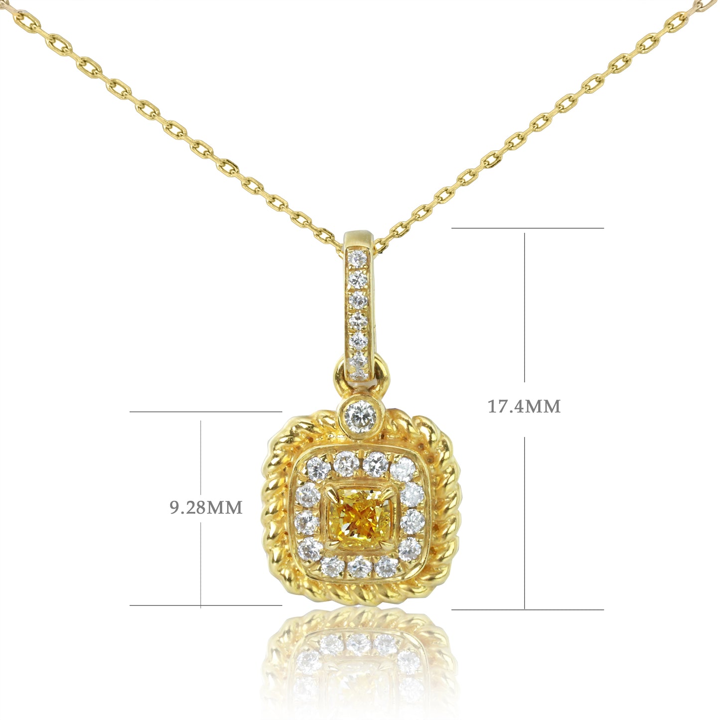 14k/18k gold 0.3 ctw fancy yellow diamond & diamond necklace