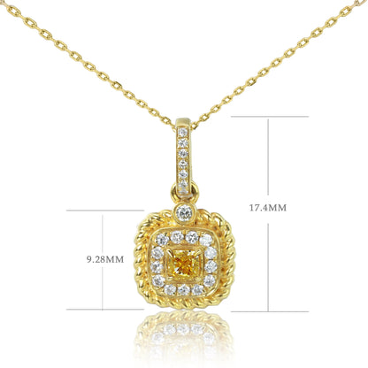 14K/18K GOLD 0.3 CTW FANCY YELLOW DIAMOND & DIAMOND NECKLACE