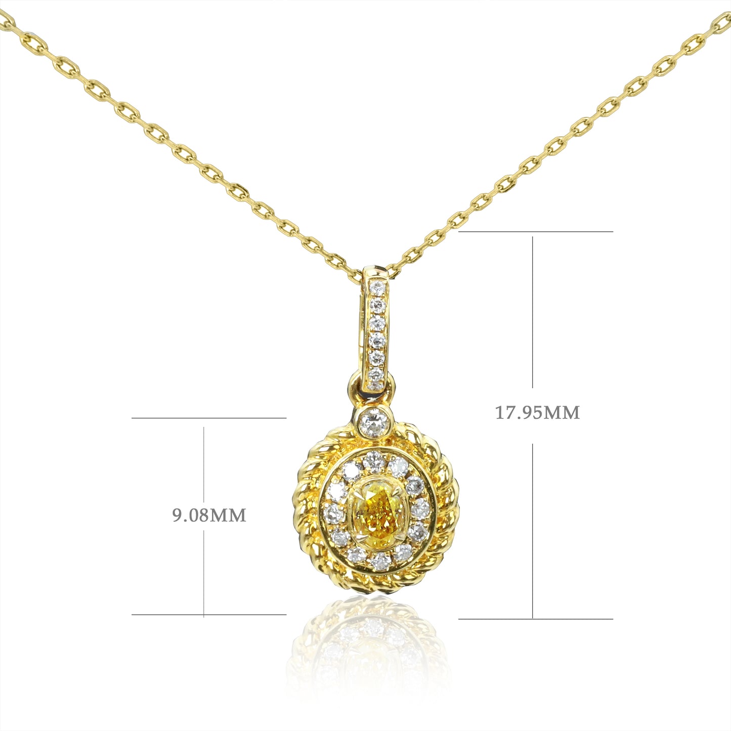 14k/18k gold 0.28 ctw yellow diamond & diamond necklace