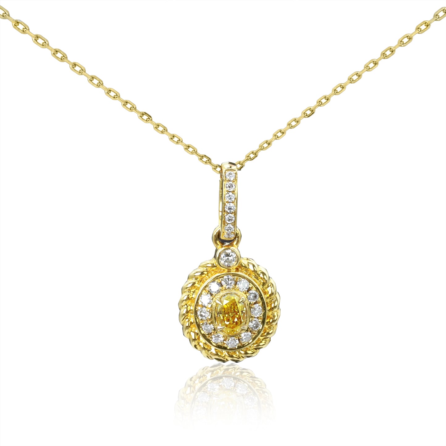 14k/18k gold 0.28 ctw yellow diamond & diamond necklace