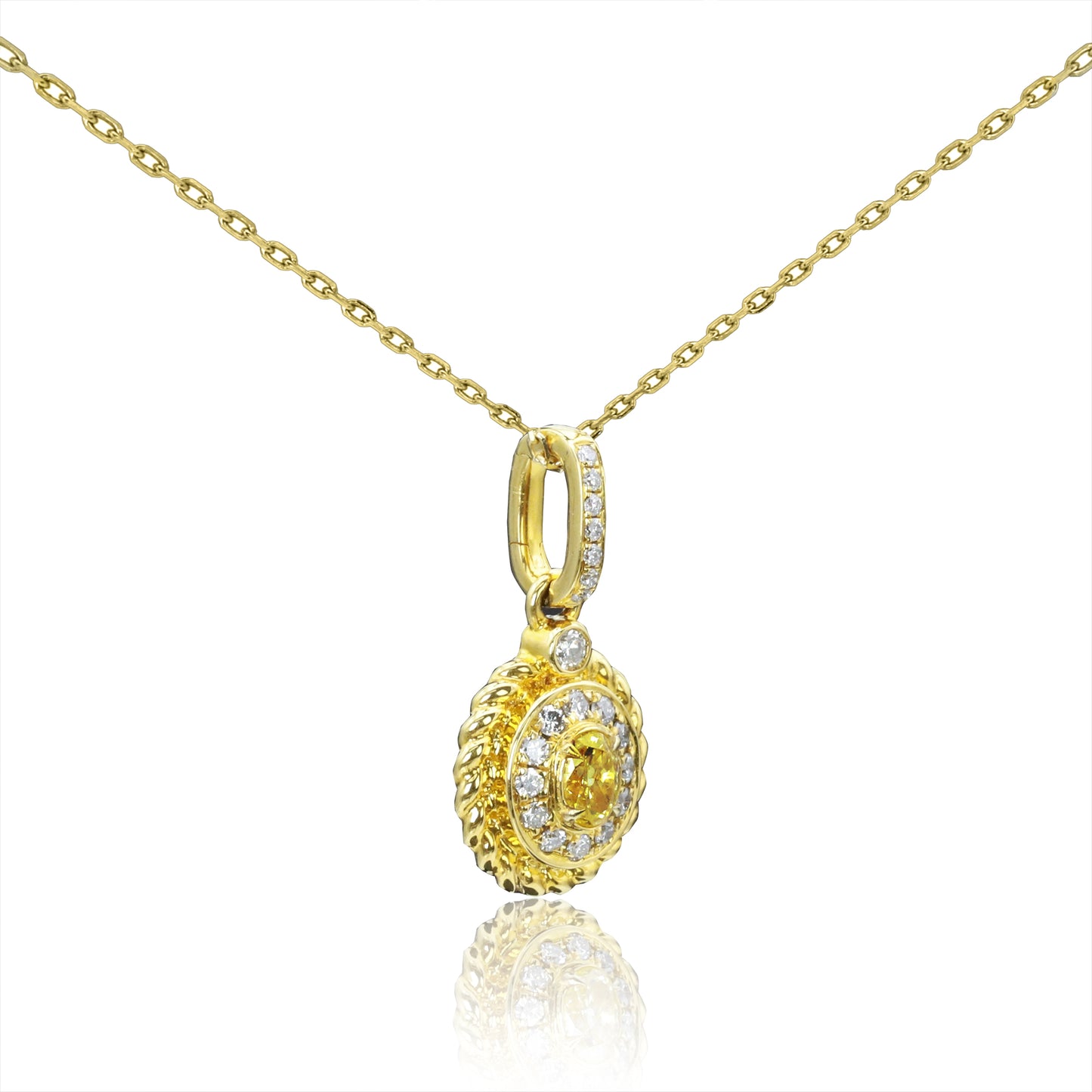 14k/18k gold 0.28 ctw yellow diamond & diamond necklace