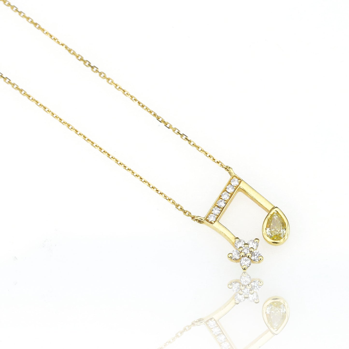 14k/18k gold 0.3 ctw fancy yellow diamond & diamond necklace