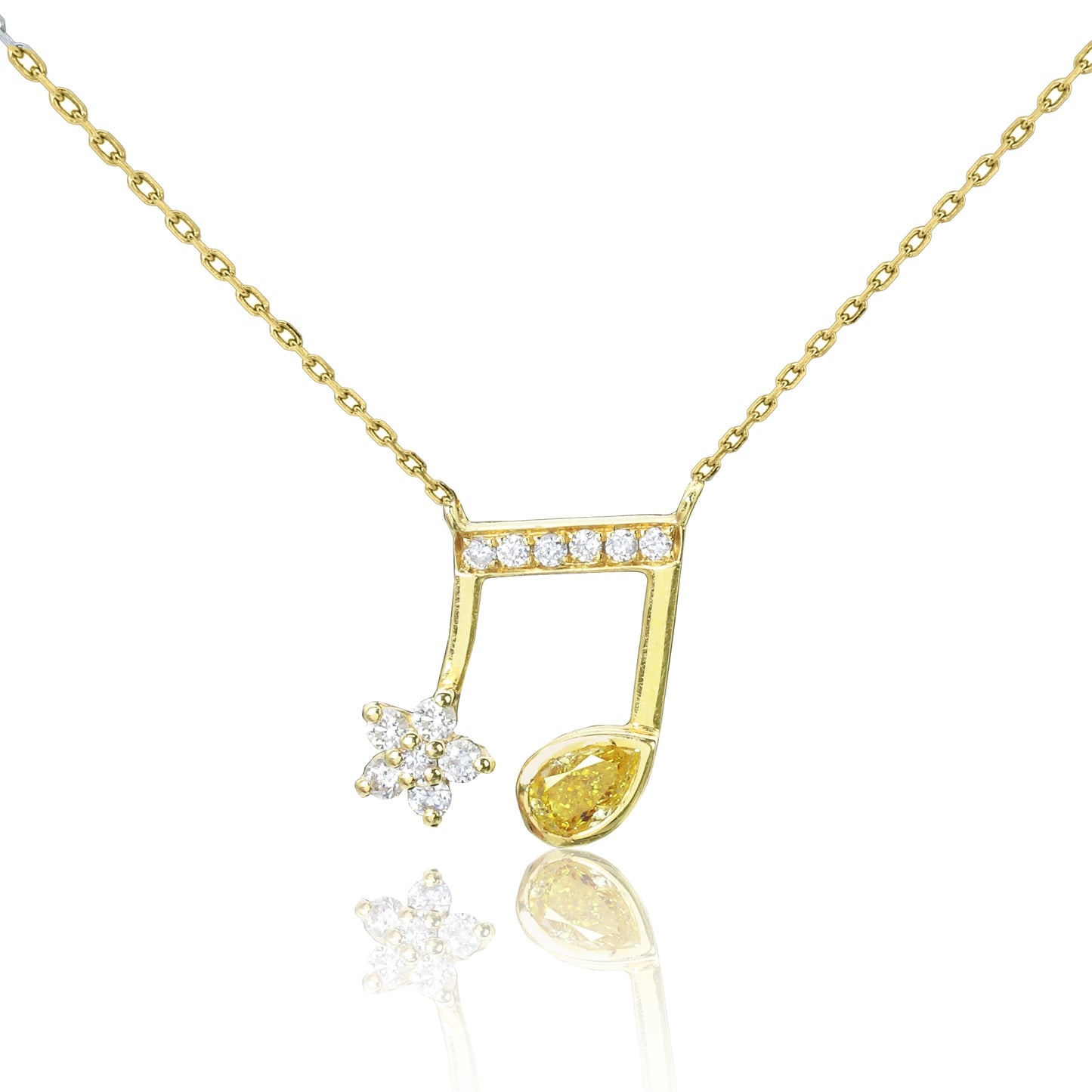 14k/18k gold 0.3 ctw fancy yellow diamond & diamond necklace