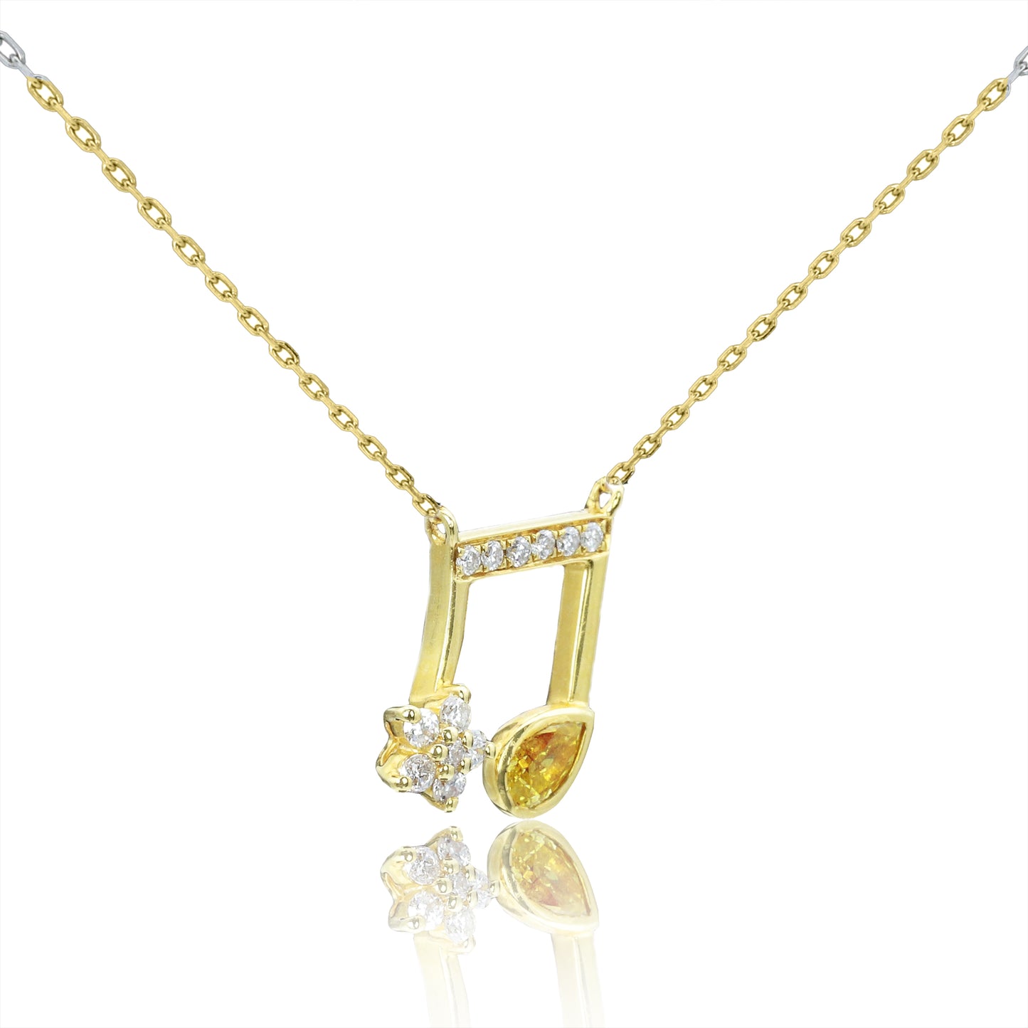 14k/18k gold 0.3 ctw fancy yellow diamond & diamond necklace